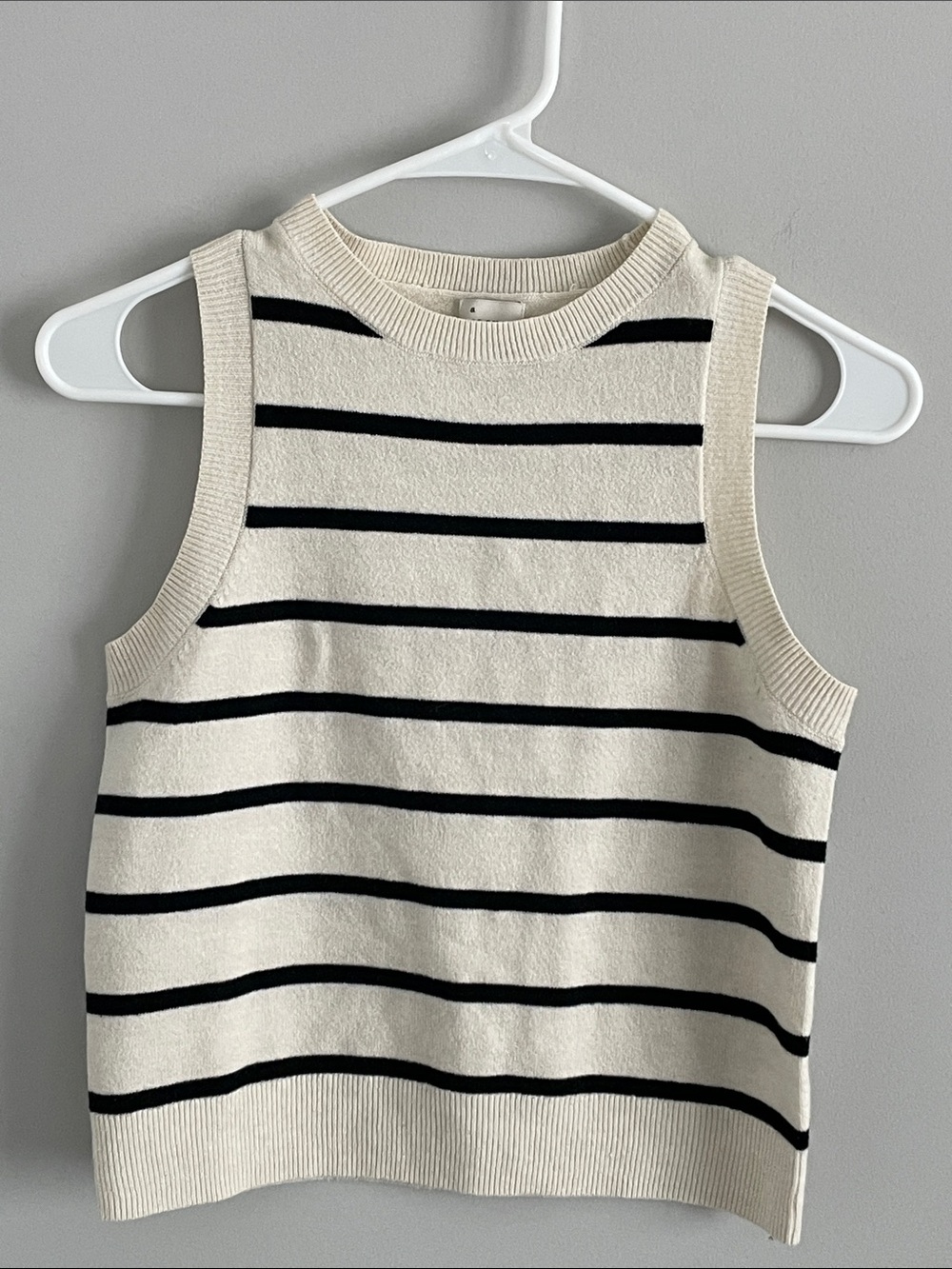 a new day Striped Knit Shell/Vest - Cream and Black
